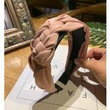 Korean Style Solid Color Braided Wide Headband for Women