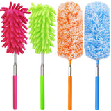 4 pcs Extendable and Washable Microfibre Feather Duster13" to 30" Reachable Microfibre Cleaning Tool Small Dusters for Cleaning Office Car Computer Furniture Sofa