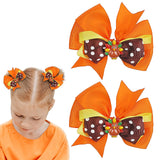 Thanksgiving Hair Bow Clips Turkey Hair Clips Cute Orange Fall Festival Hair Bows Alligator Clips for Girls Toddler Kids Cheer Bowknot Turkey Hair Barrettes for Autumn Thanksgiving Party Gift 2Pcs