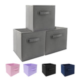 EBIGIC Mini Size 3-Pack Cube Storage Bins 9.0"x7.5"x7.5" Fabirc Foldable Closet Toy Organizer Collapsible Cloth Gray