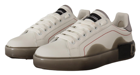 Dolce & Gabbana White Leather Shoes Womens Logo Portofino Sneakers