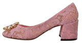 Dolce & Gabbana Pastel Pink Lace Crystal Embellished Pumps