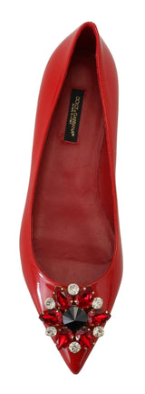 Dolce & Gabbana Red Suede Crystal Loafers - Exquisite Elegance