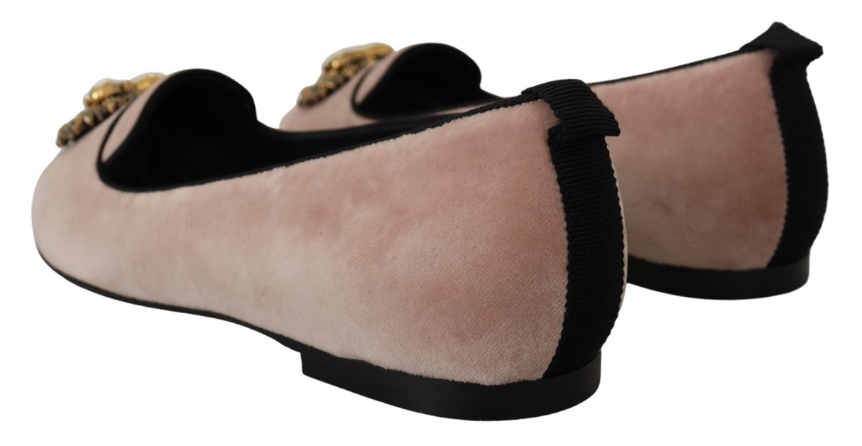 Dolce & Gabbana Elegant Pink Velvet Devotion Loafers