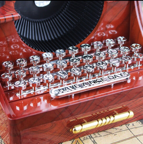 Retro Typewriter Wind-Up Music Box for Home Decor