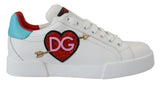 Dolce & Gabbana Elegant White Portofino Leather Sneakers