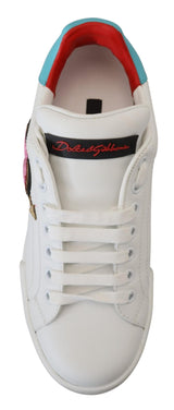 Dolce & Gabbana Elegant White Portofino Leather Sneakers