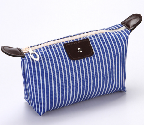 Striped Waterproof Makeup Bag for Travel and Storage