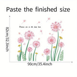 Pink Dandelion Wall Stickers for Home Decoration (2 Sheets)