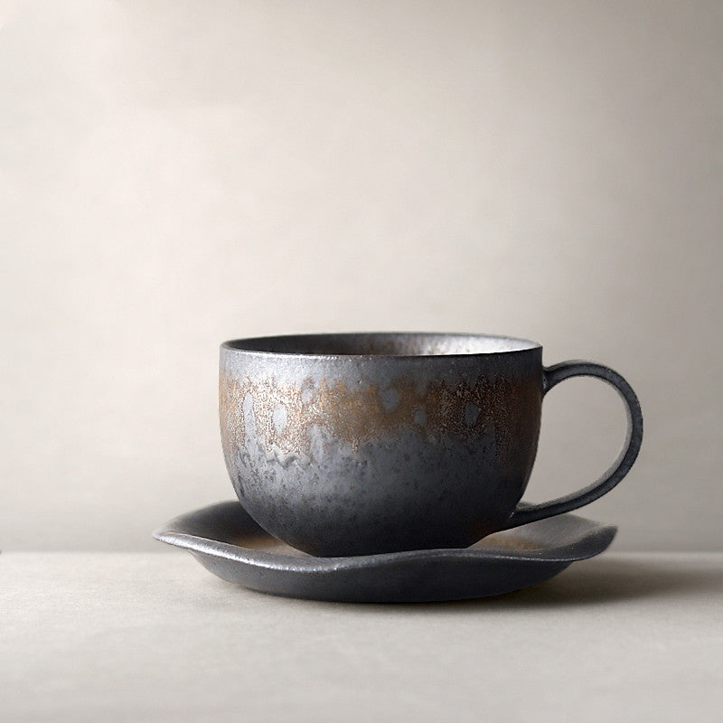 Black Vintage Handmade Ceramic Coffee Mug for Home