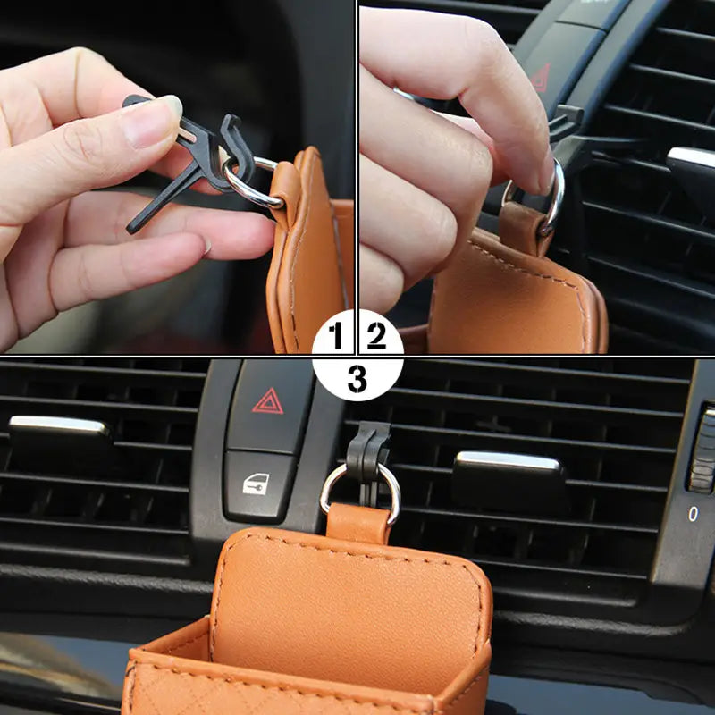 Leather Multifunctional Storage Box for Car Air Vents