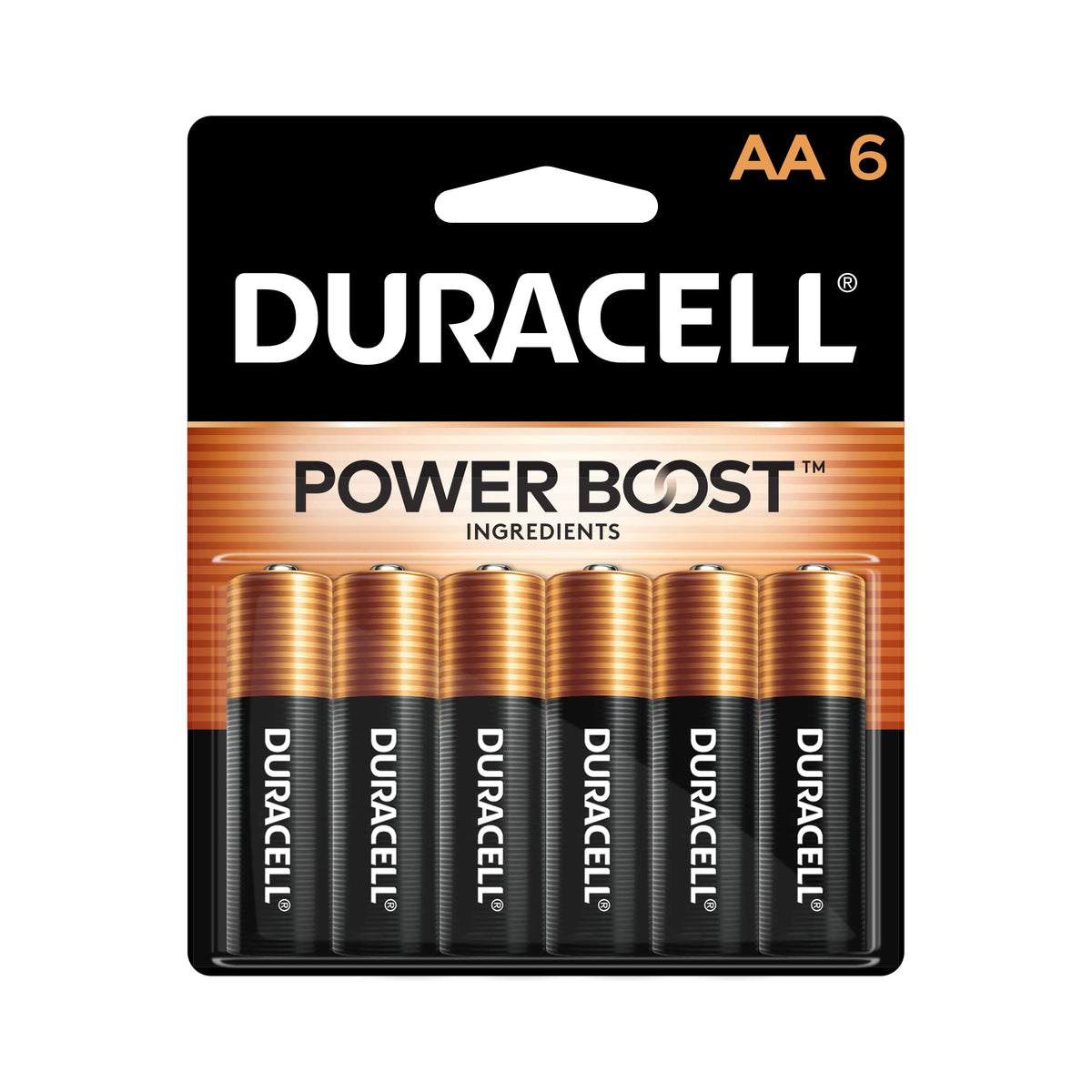 Duracell Coppertop AA Batteries with Power Boost Ingredients 6 Count Pack Double A Battery with Long-lasting Power Alkaline AA Battery for Household and Office Devices
