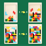 3D Colorful Wooden Tangram Puzzle Educational Toy