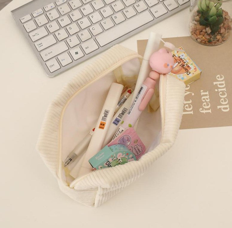 Black Tulip Embroidery Makeup Bag with Zipper Organizer