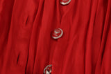 Dolce & Gabbana Elegant Red Silk Midi Dress with Button Detail