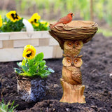 Owl Design Free Standing Bird Bath and Feeder Tray