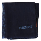 Missoni Navy Wool Knit Unisex Neck Wrap Fringe Shawl Men's Scarf