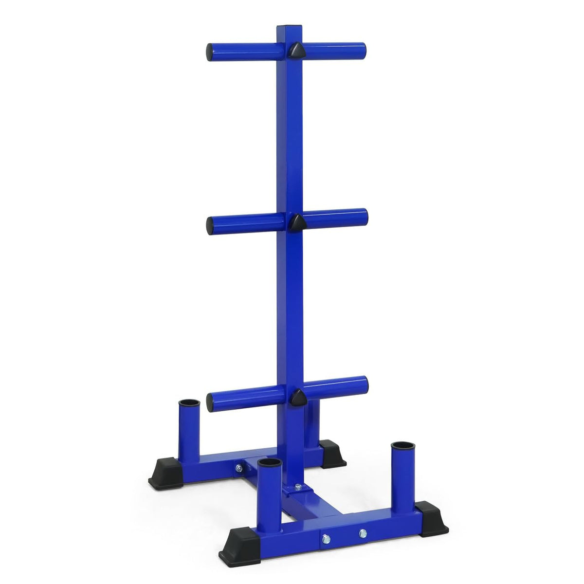WF Athletic Supply Olympic Bumper Plate Storage Rack Home Gym 2 Inch Weight Plate Holder Heavy-Duty Weight Plate Tree with 4 Barbell Holders 800LB Weight Capacity Blue