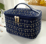 Plaid Print Large Capacity Makeup Bag with Handle