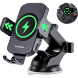 Wireless Car Charger Fast Charging 15W Auto Clamping Car Charger Phone Holder Phone Mount for iPhone16 15 14 13 12 11 Pro Max Xs Samsung Galaxy S23 Ultra S22 S21 S20 S10+ Note 9 etc