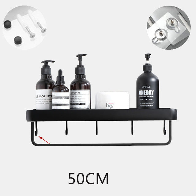 Wall Mounted Bathroom Organizer Shelf and Towel Rack