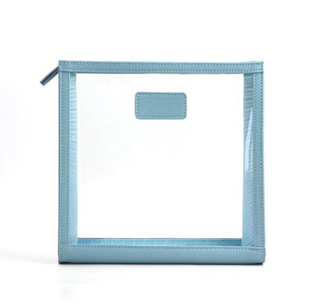 Cow Leather Trimmed Transparent PVC Travel Organizer Bag