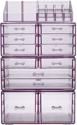 Sorbus Large Makeup Organizer - Clear Stackable Jewelry & Makeup Organizer For Vanity Bathroom Storage Dresser - 12 Drawers Cosmetic Beauty Organizers and Storage with Lipstick Makeup Brush Holder