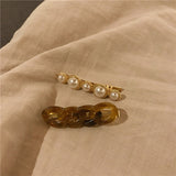 Trendy Pearl Chain Hair Clip Set - Korean Hair Accessories