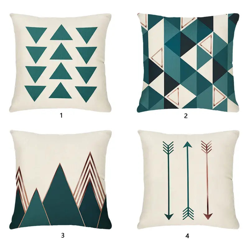 Geometric Print Throw Pillow Case for Home Decor