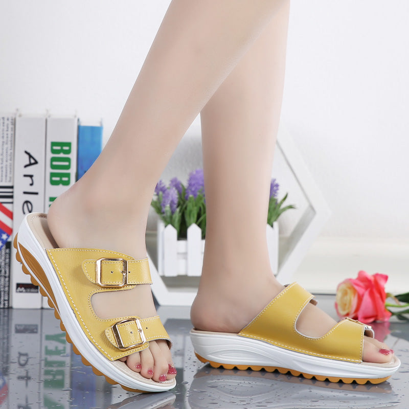 Genuine Leather Thick-Soled Outdoor Sandals