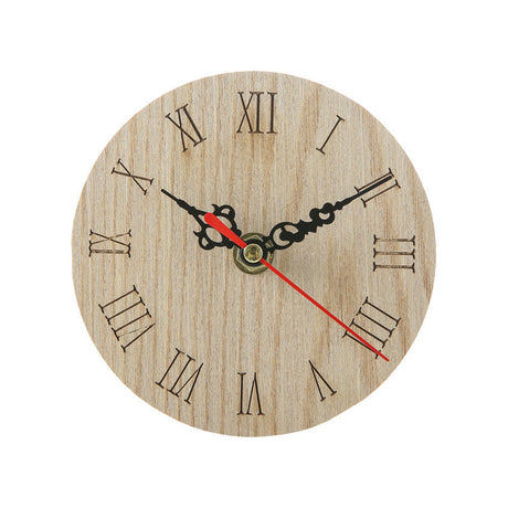 BZ998 Vintage Round Wooden Desk Clock for Home Decor