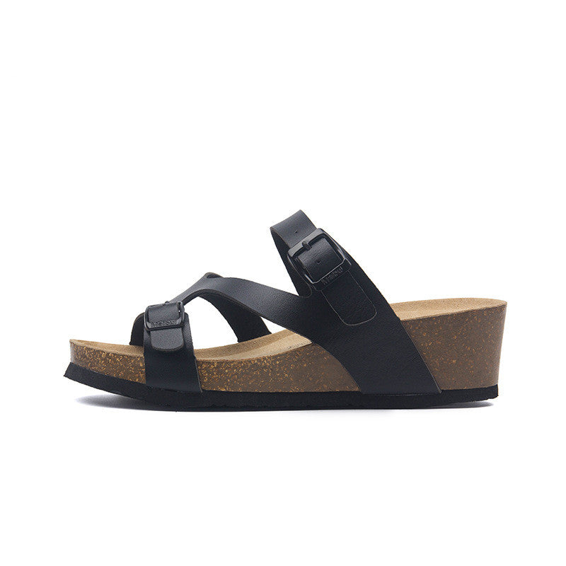 Cork Heeled Slippers for Elevated Outdoor Beach Style