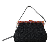 Dolce & Gabbana Black Raffia Leather Borse VANDA Carretto Purse