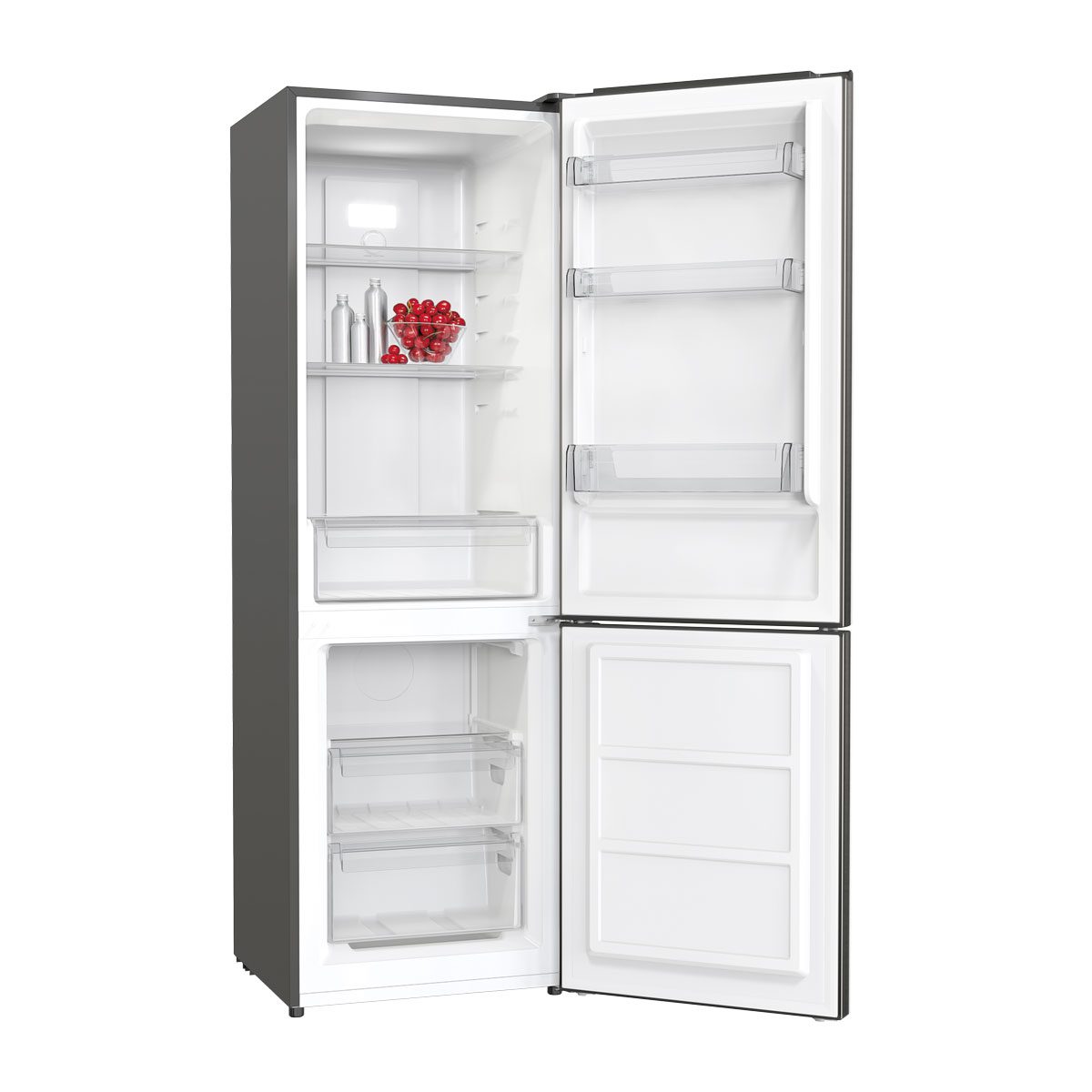 HYUNDAI REFRIGERATOR BOTTOM FREEZER, 2-DOOR, F, NO FROST, 271L, 40DB, ELECTRONIC SYSTEM, HxWxD 1.81x0.55x0.61, INOX