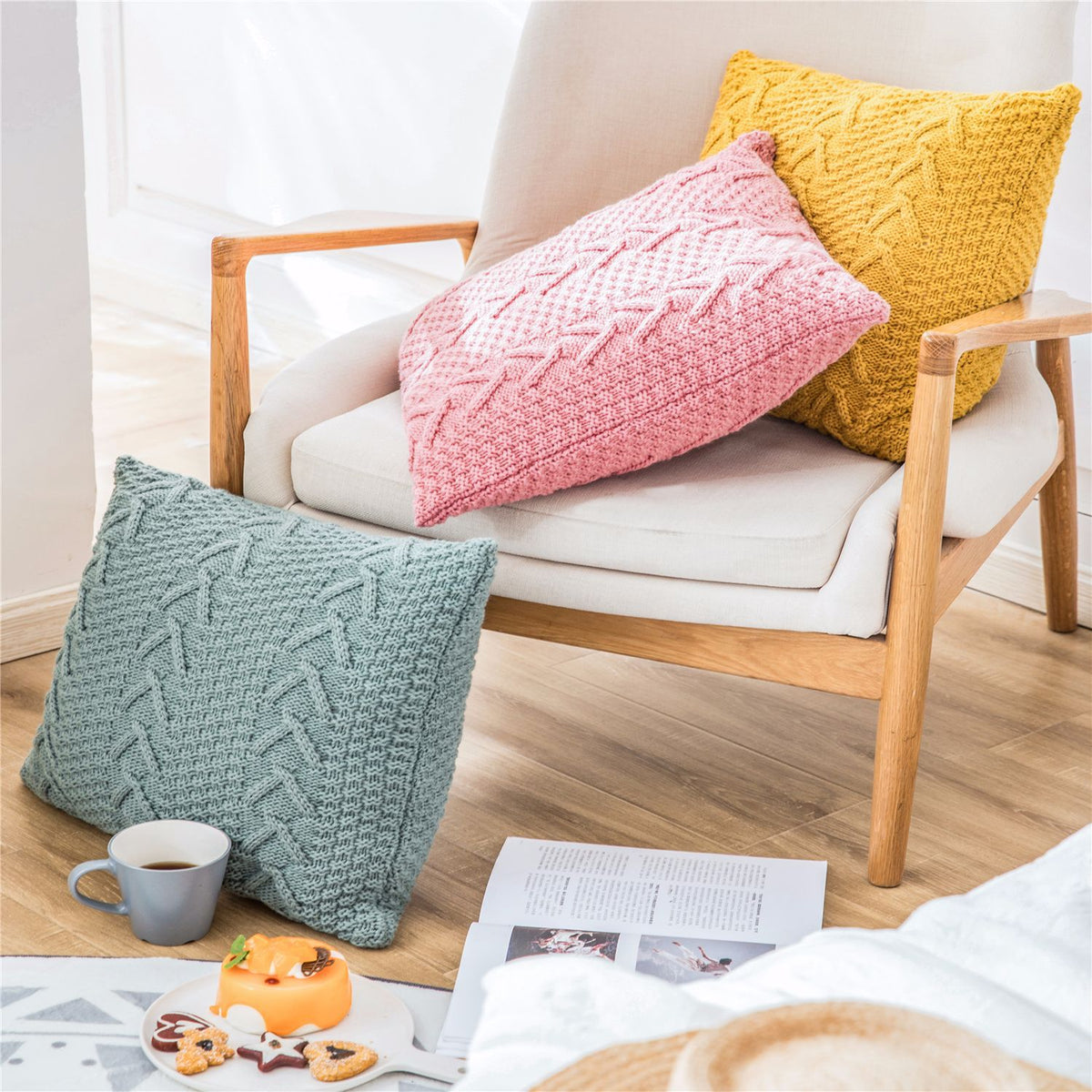 Chunky Knit Pillow Cover for Home Decor (No Insert)