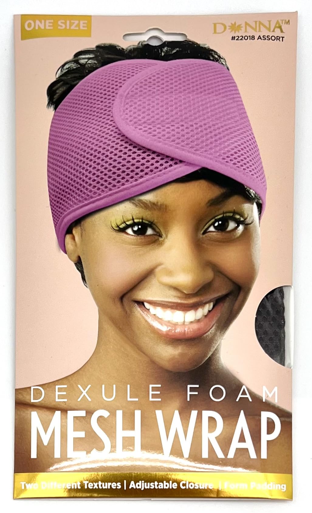 DONNA Deluxe Foam Mesh Wrap Headband Brown 1 Count (Pack of 1) for Womens Hair for Face Wash for Makeup Hair Accessories
