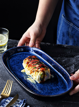 Creative Blue Ceramic Sushi Sashimi Platter (Home Use)