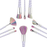 10-Piece Colorful Spiral Unicorn Makeup Brush Set