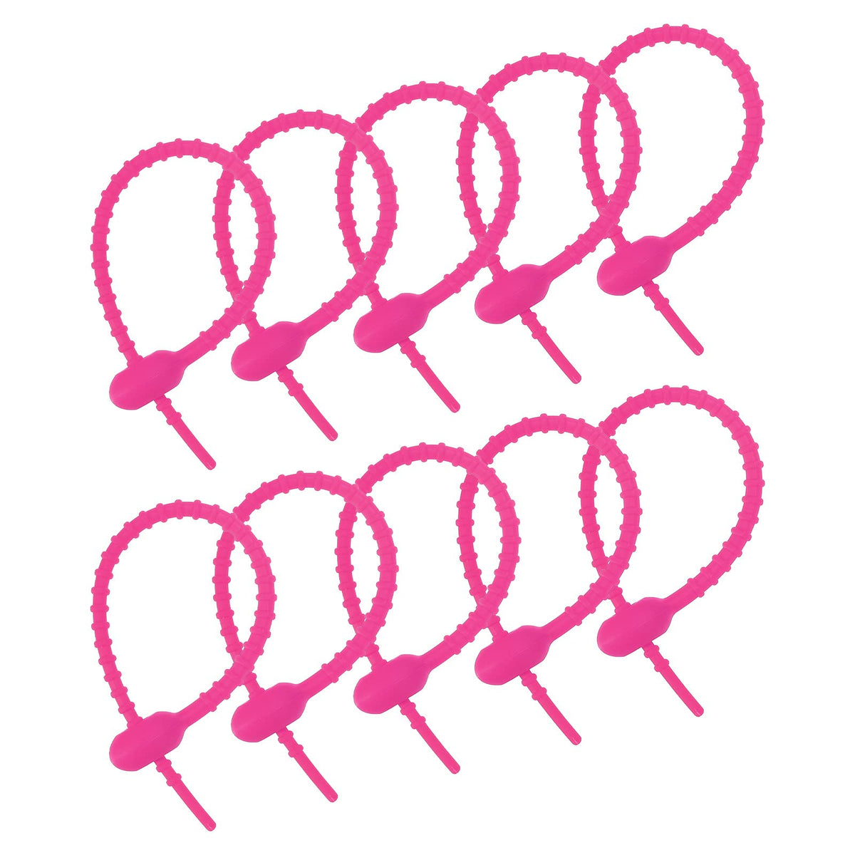 MECCANIXITY 12 Pack Silicone Cable Ties 6 Inch Reusable Zip Ties Silicone Twist Ties for Home Office Kitchen Organizer Food Bag Cord Key Management Fuchsia