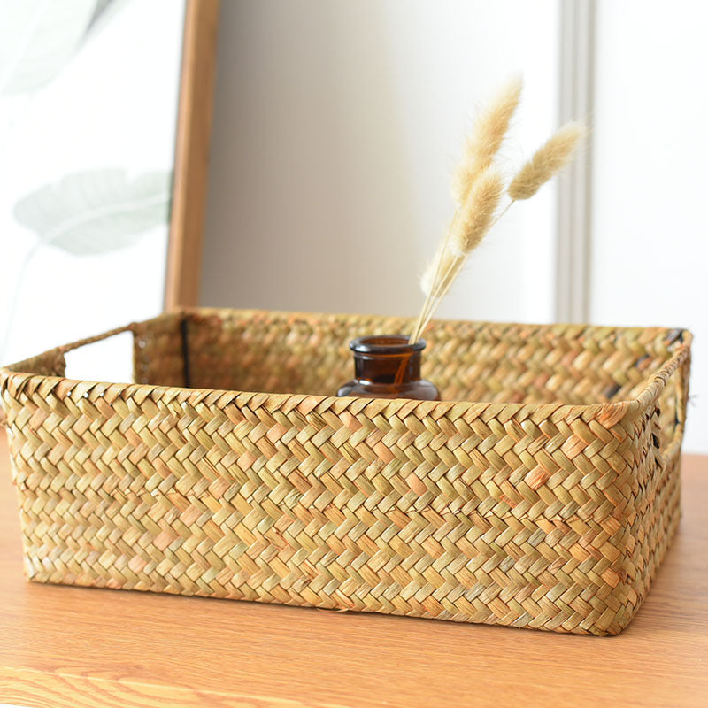 Natural Large Straw Seaweed Basket for Kitchen Storage