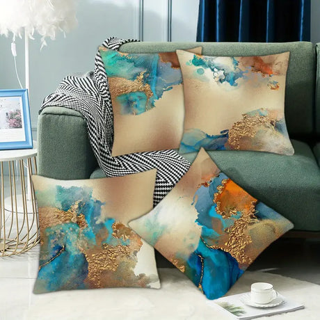Golden Watercolor Throw Pillow Cover for Home Decor (1pc)