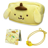 Pudding Dog Travel Cosmetic Bag with Mirror and Hair Tie Large Capacity Cartoon Cosmetic Pouch Makeup Bag with Zipper Plush Travel Toiletry Bag Makeup Accessories Organizer Makeup Pouch for Women