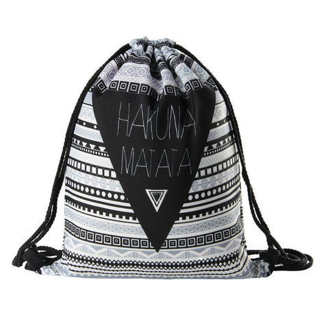 Geometric Letter Print Drawstring Travel Organizer Bag