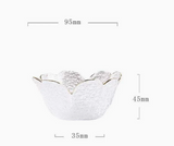 Japanese Hammered Petal Glass Bowl Plate Set