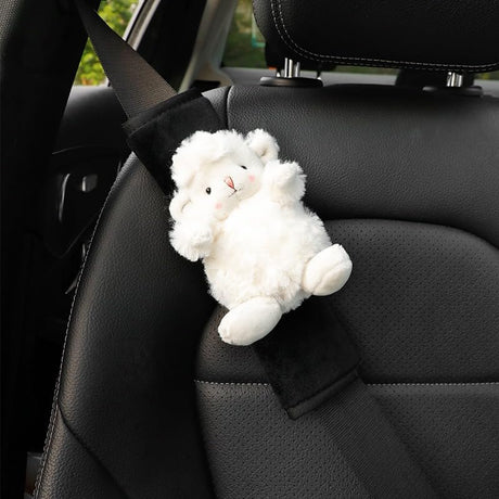 Car Seat Belt Cover Stocking Stuffers Cute Fluffy Pig Frog Sheep Dinosaur Safety Seatbelt Shoulder Pad Auto Accessory Neck Cushion Protector Seatbelt Shoulder Protector Nice Gift (Sheep)