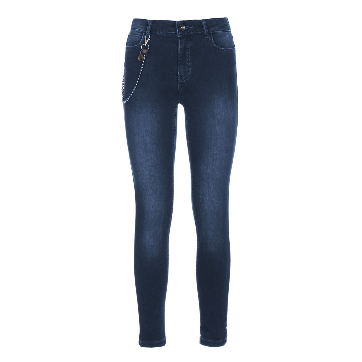 Imperfect Chic Lightly Washed Blue Slim-Fit Jeans with Chain Detail