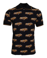Dolce & Gabbana Black Car Print Short Sleeve Polo T-shirt
