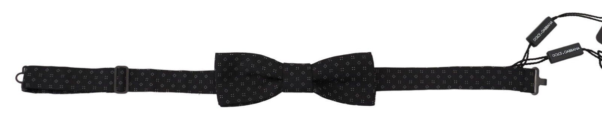 Dolce & Gabbana Exclusive Silk Patterned Black Bow Tie