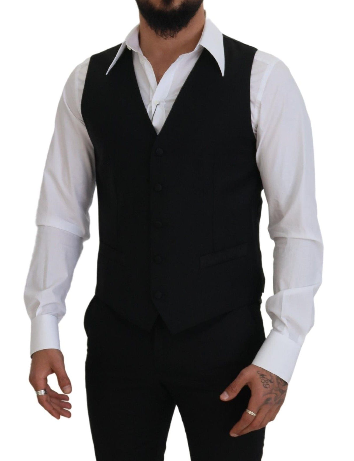 Dolce & Gabbana Elegant Black Single-Breasted Dress Vest