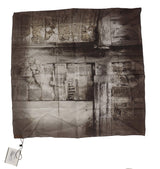 John Galliano Elegant Newspaper Print Cotton Scarf